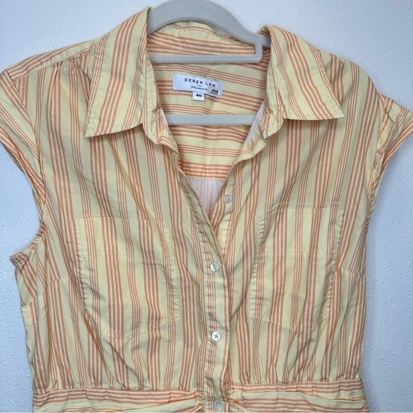 Derek Lam Collective Yellow Pinstripe Collared Button Up Shirt Dress Size 36 (xs - Picture 5 of 16